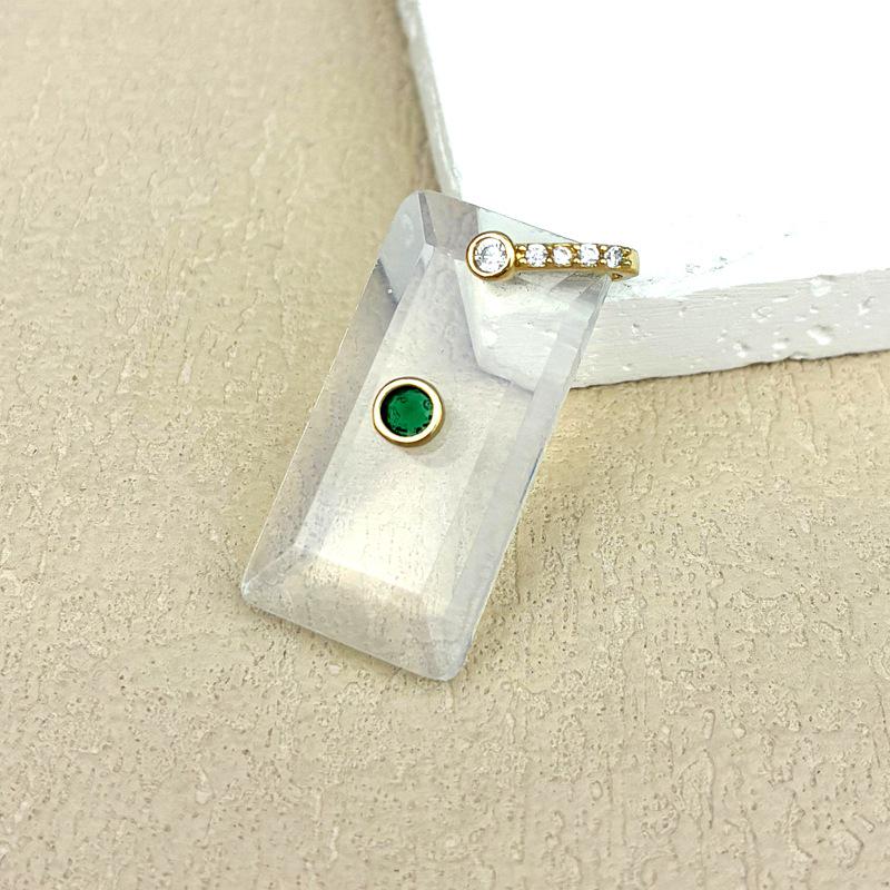 Natural White Crystal Rectangular Pendant Necklace Jewelry Accessories