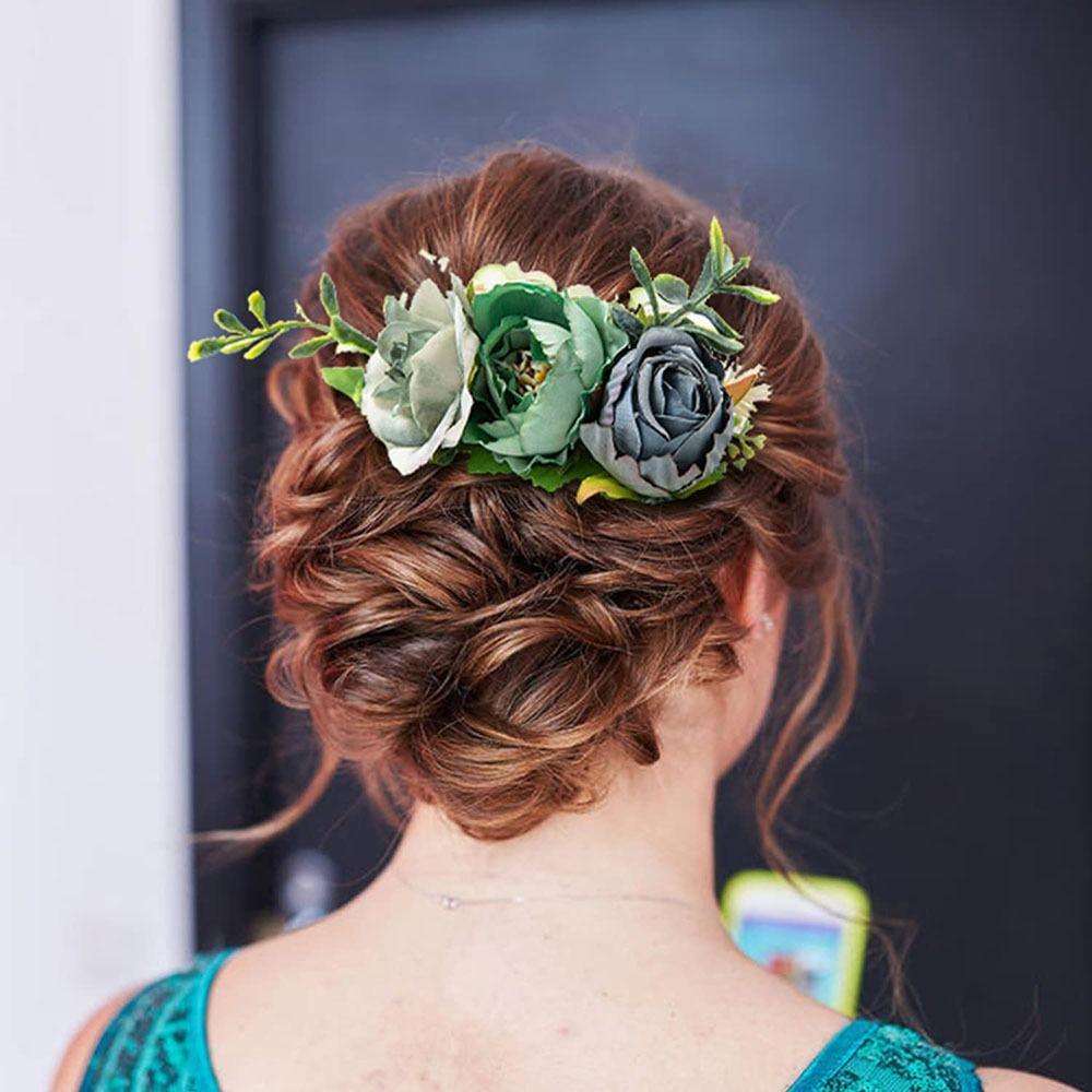 Grzebień do włosów w kształcie kwiatów Grzebień do włosów w kształcie liścia kwiatowego Kryształowe ozdoby do włosów dla nowożeńców Akcesoria do włosów dla nowożeńców
