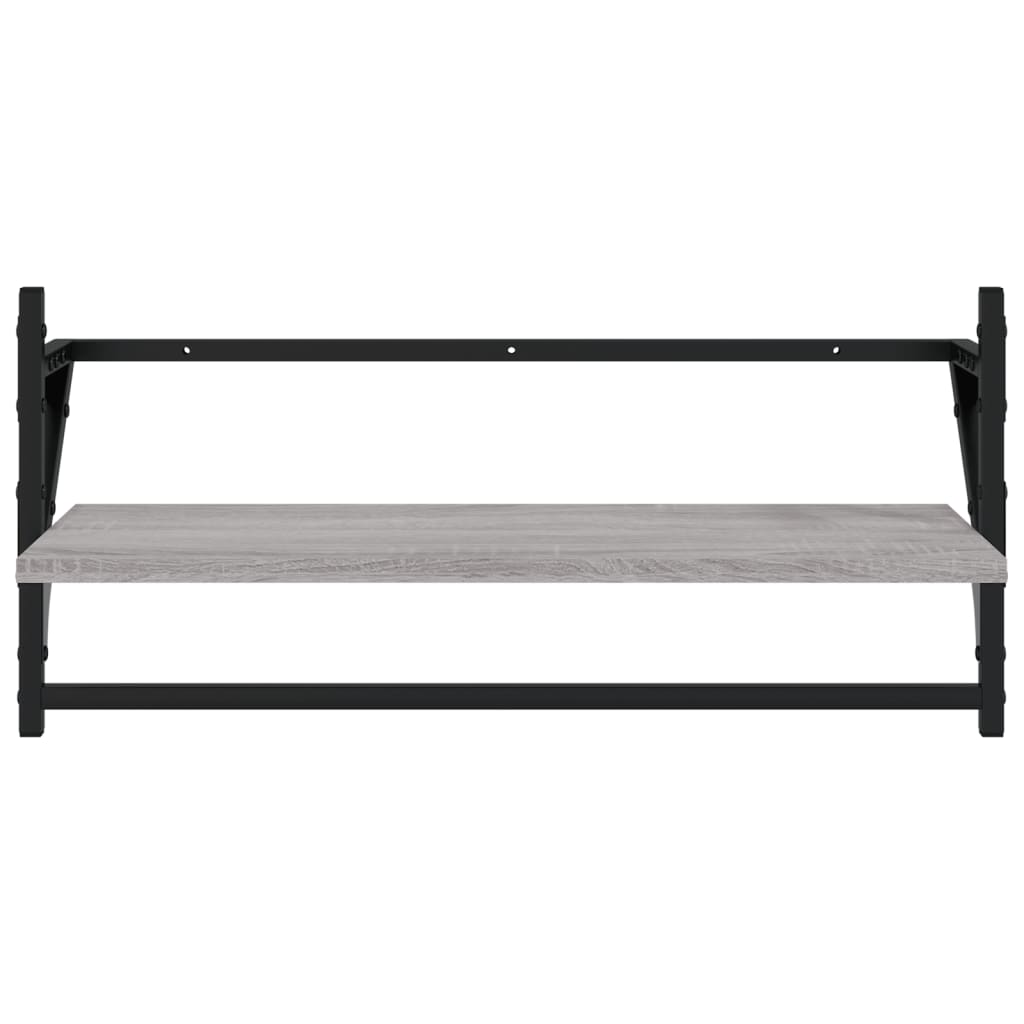 6 Piece Wall Shelf Set with Bars Grey Sonoma Particleboard