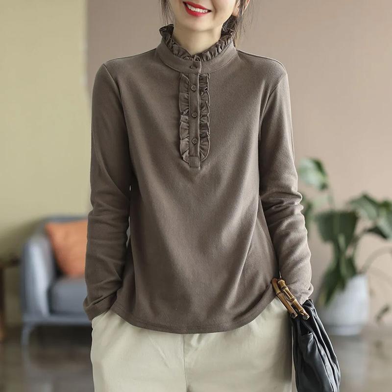 Sweatshirt for Women Cotton Loose Oversized Long Sleeve T-Shirt Fleece Thickened Comfortable Round Neck Casual Pullover Top Sweatshirt