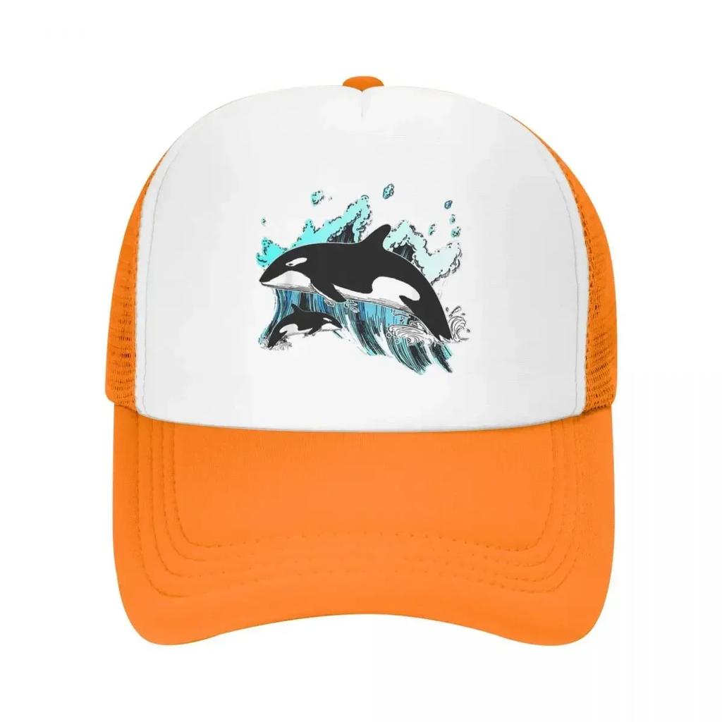 Orca Acuático Mar Océano Camisetas Superiores Ballena Asesina Gorra Casual Malla Gorras de Béisbol Ajustable Sombrero Hip Hop Verano Unisex Gorras de Béisbol
