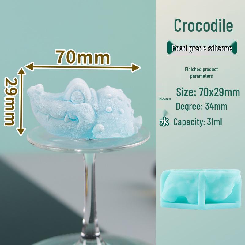 Cute Crocodile Ice Cube Mold - Soft Silicone, Food-Grade, Cartoon Ice Tray for Bar, Whiskey & Coffee