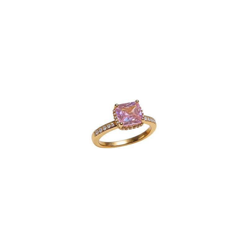Minimalist 18k Goldplated Zircon Square Ring For Womens Casual And Office Wear