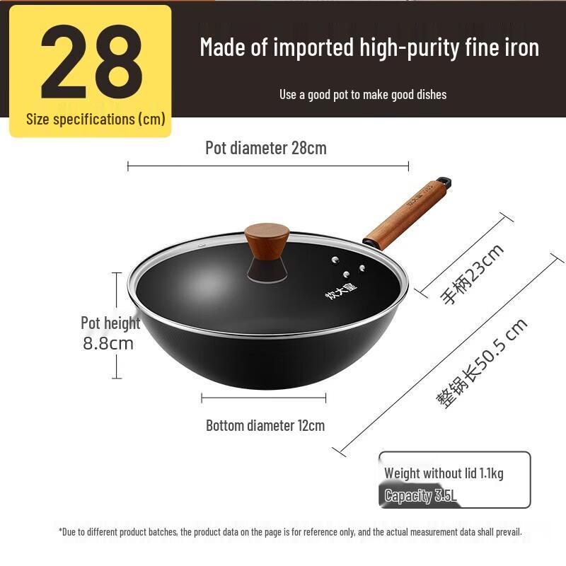 COOKER KING Non-Coated Iron Wok for Gas Stoves
