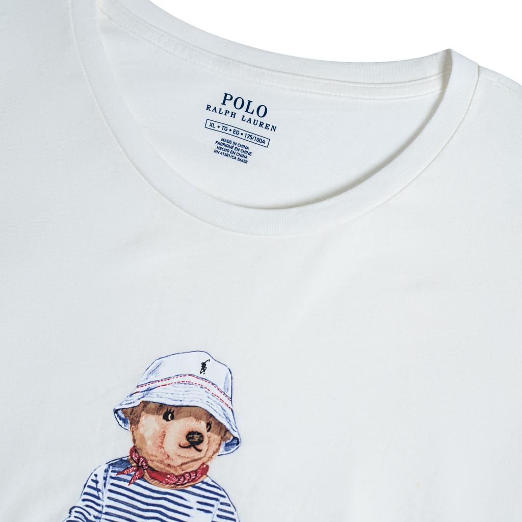 Polo Ralph Lauren Bear Graphic Print Crew Neck Short Sleeve T-Shirt Women Tops White 211753794-001