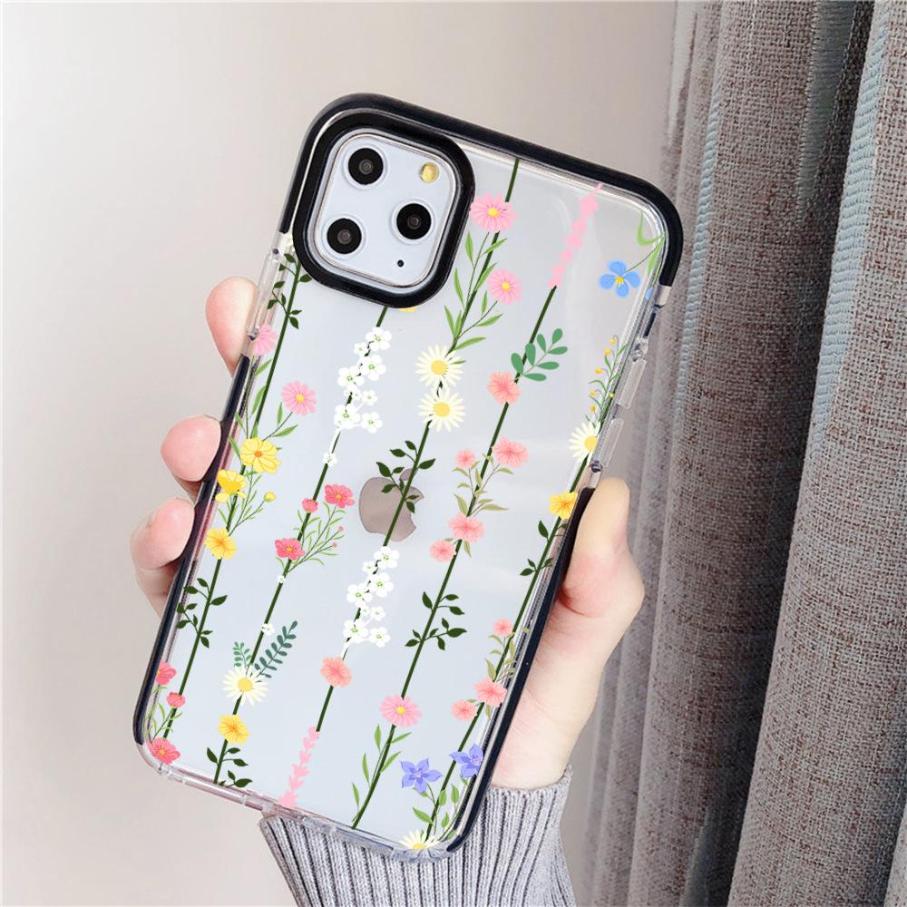 Europe and the United States hot-selling ins wind flower flower apple 17pro transparent mobile phone case iPhone16pm soft case protective case