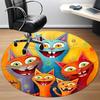 1PC Cat Family Office Round Area Rug,  Mat Suitable ForOffice, Under Office Chairs Bedroom Living Room Home Decor, Room Deco