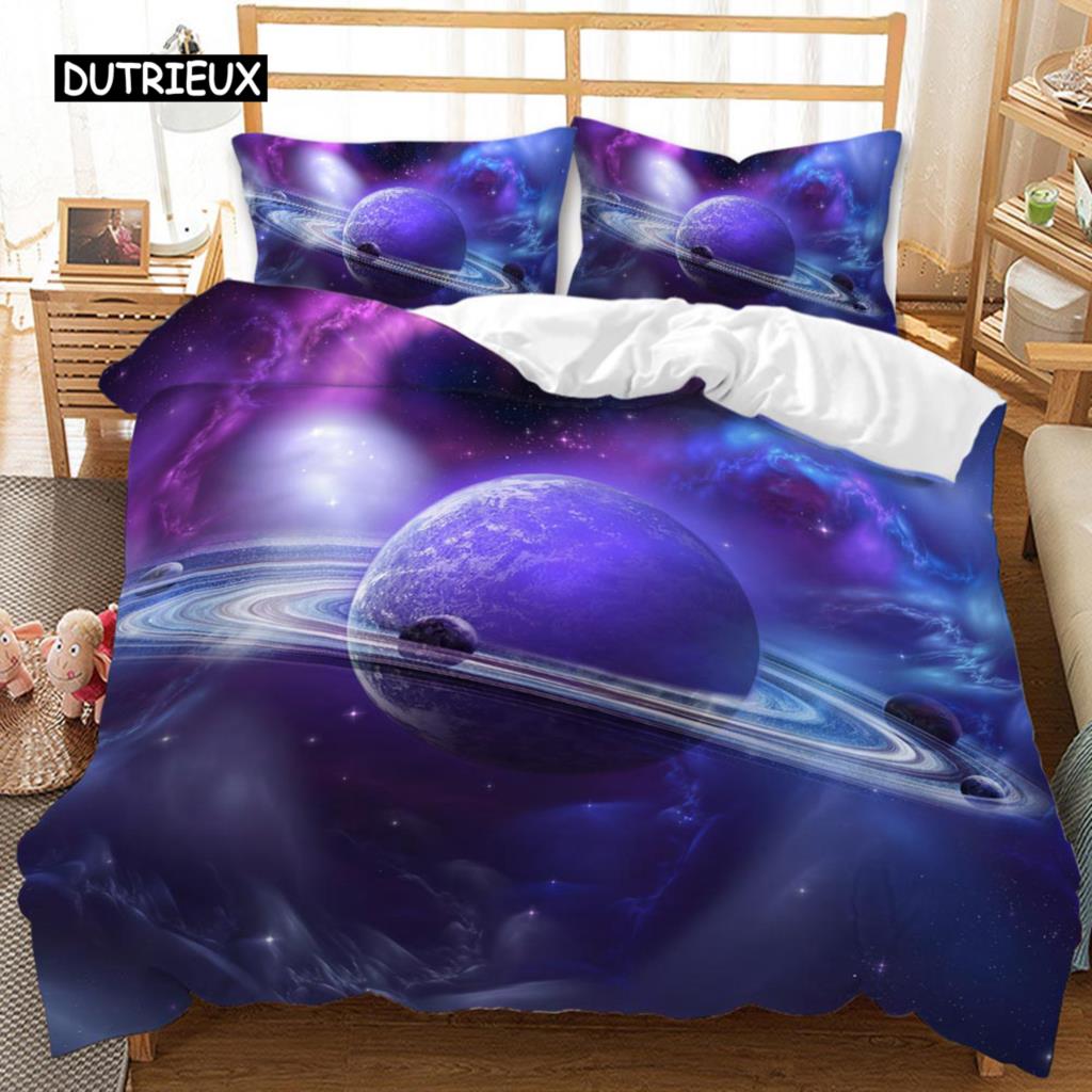 Univers Bettbezug Galaxie Planet Bettdeckenbezug Universum Weltraum Steppdeckenbezug 3D Sternenhimmel Serie Polyester Bettwäscheset