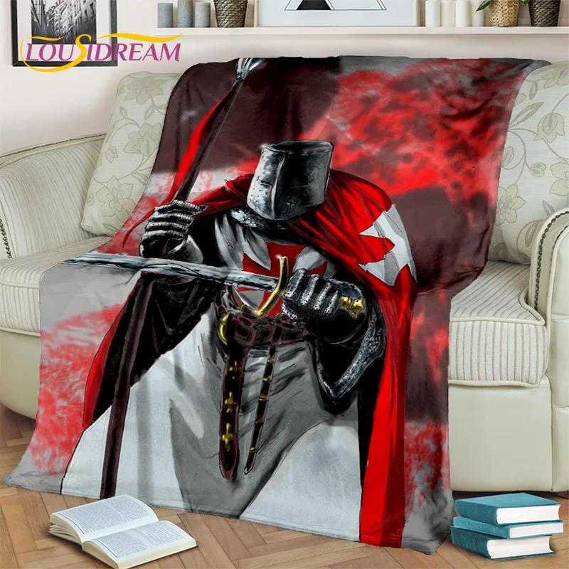 Cartoon Templar Cavalier Knight Crusaders Blanket,Soft Throw Blanket for Home Bedroom Bed Sofa Picnic Travel Office Blanket Kids