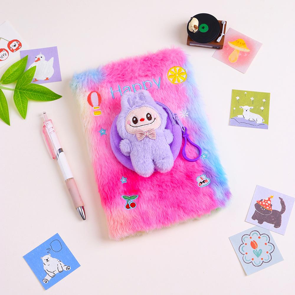 Cartoon Teddy Plush Notebook & Coin Purse Set