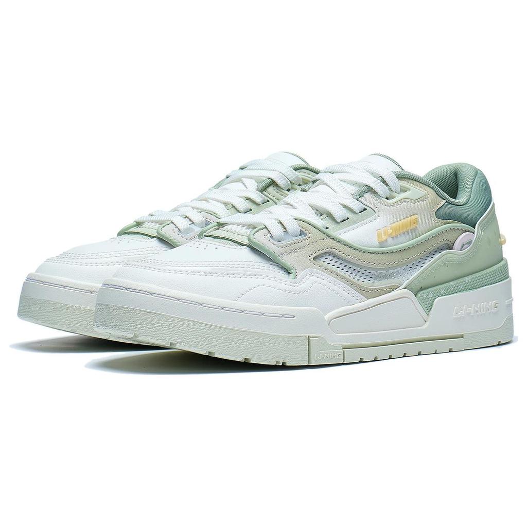 New LiNing 001 BTC Btc Prm Anti Slip Wear Resistant Low Top Skateboard Shoes Women's Pale Greenish White Jade Color AGCT068-2