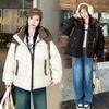 Fashion cotton clothes women's winter thickened color matching hooded bread clothes warm cotton-padded jacket