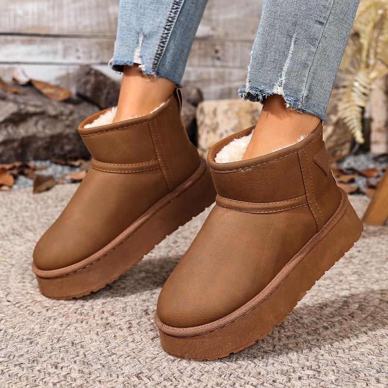 Retro Thick-soled Snow Boots, New Fleece and Thickened Short-leg Snowshoes, Cotton Shoes