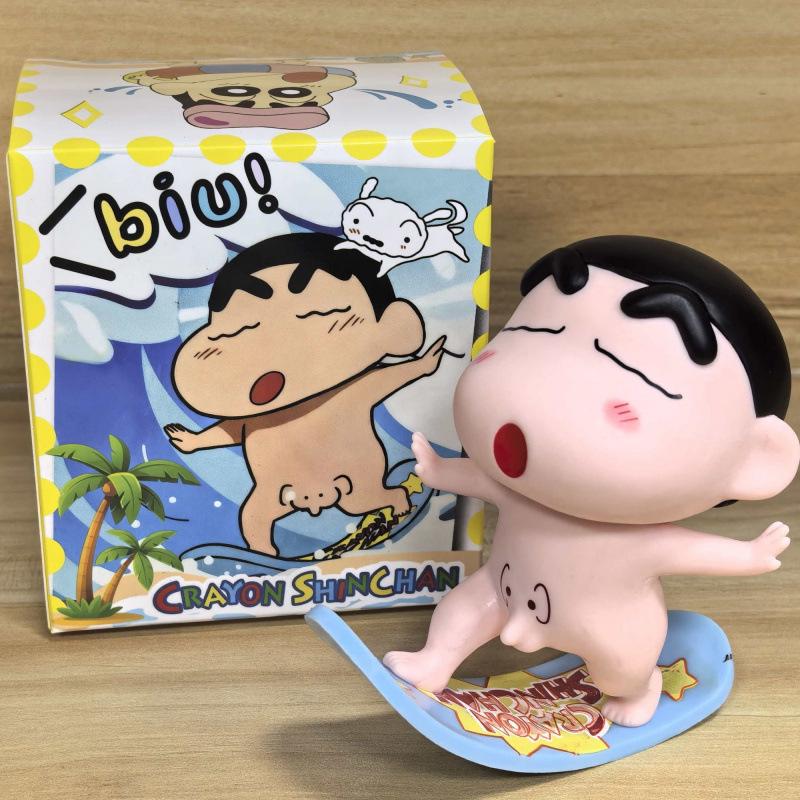 Crayon Shin bare butt surfboard skateboard Shin car tail doll ornament car decoration gift