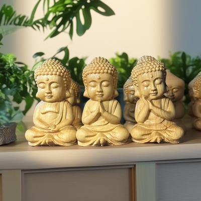 Talla de madera esculturas del Pequeño Tathagata Figuras estatua de buda de madera el Lindo Hogar Habitación Oficina Riqueza Suerte Decoración Feng Shui