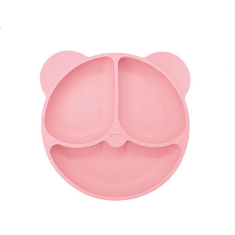 1pc 20x20x3cm Cute Bear Baby Food Supplement Tableware - Food Grade Silicone Suction Cup Dinner Plate Fall-proof Food Bowl