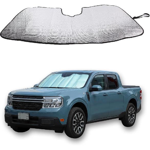 

Windshield Sun Shade for Ford Maverick Accessories 2022 2023 2024 2025 Car Silver Thicken 5-Layer UV Reflector Auto Front Window Sunshade Visor