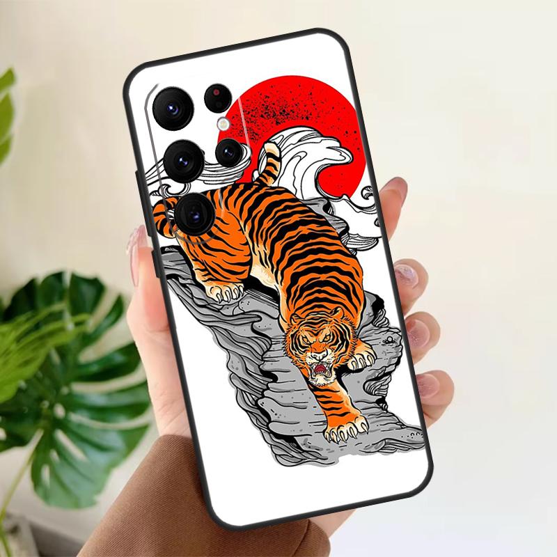 Tiger Red Sun Japan Art Soft Case For Samsung Galaxy S25 Ultra S21 S22 S23 S24 Plus S9 S10 S20 FE S24 FE Phone Cover
