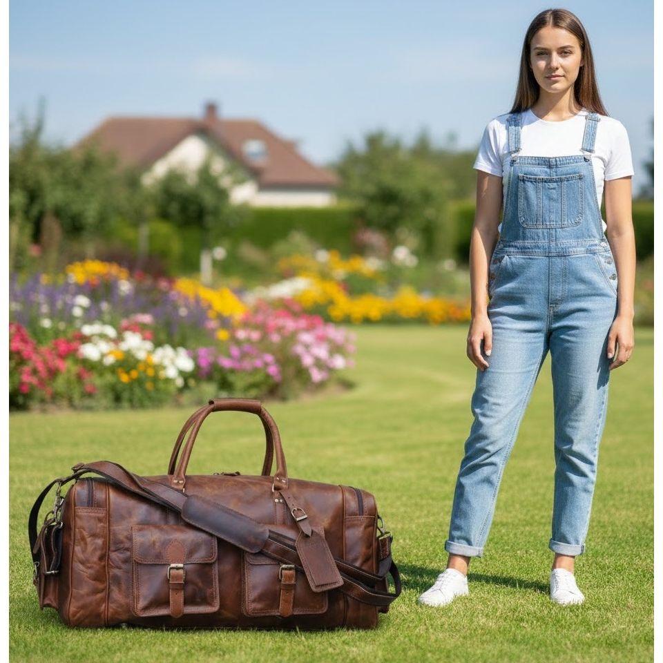 BAOSHA HB-38 - Borsa da viaggio in pelle sintetica, borsa da viaggio, borsa per weekend con scomparto per scarpe da uomo e da uomo, marrone, XL, Retro