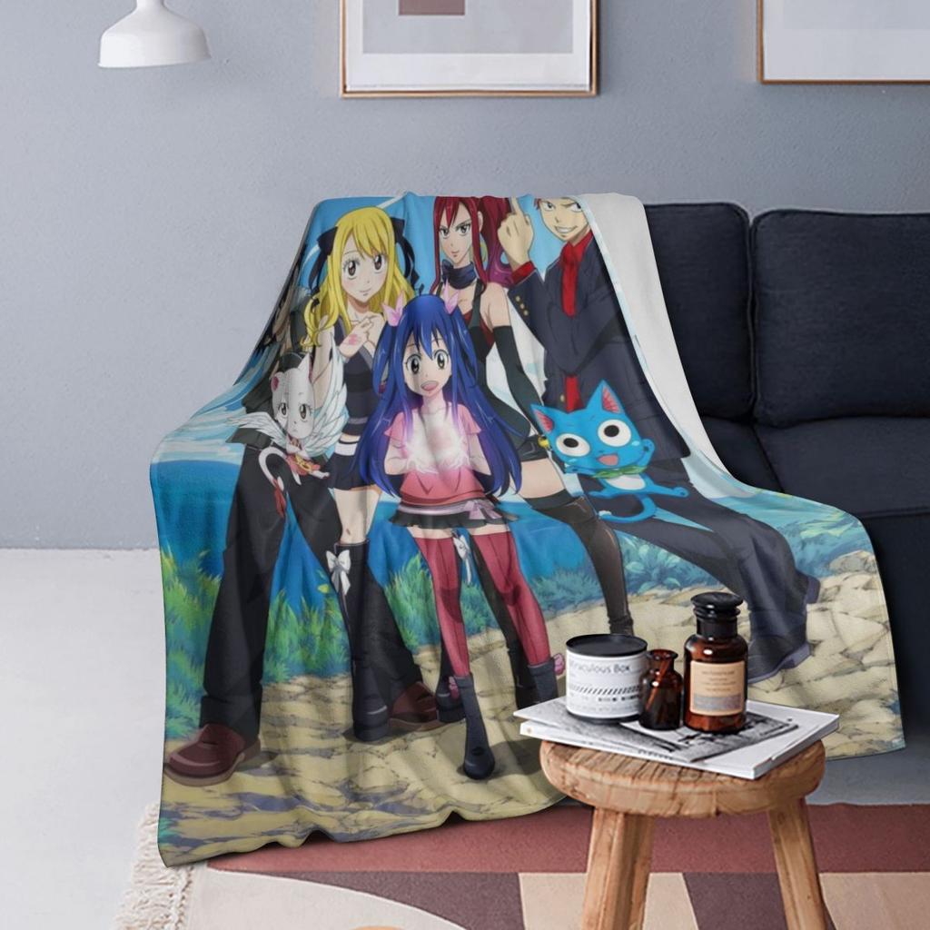 Fairy Tail Blanket Soft Warm Flannel Throw Blanket Cover for Bed Living Room Picnic Travel Home Couch
