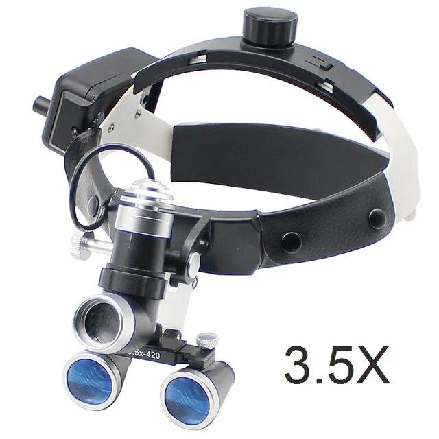 80000 Lux Powerful Headlamp with Binocular Magnifier 2.5X/3.5X Helmet Dental Loupe with Headlight 3W High Brightness