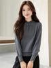 Chic Beaded Ruffled High Neck Knitwear Top for Women - Slimming & Versatile, Perfect for Early Autumn