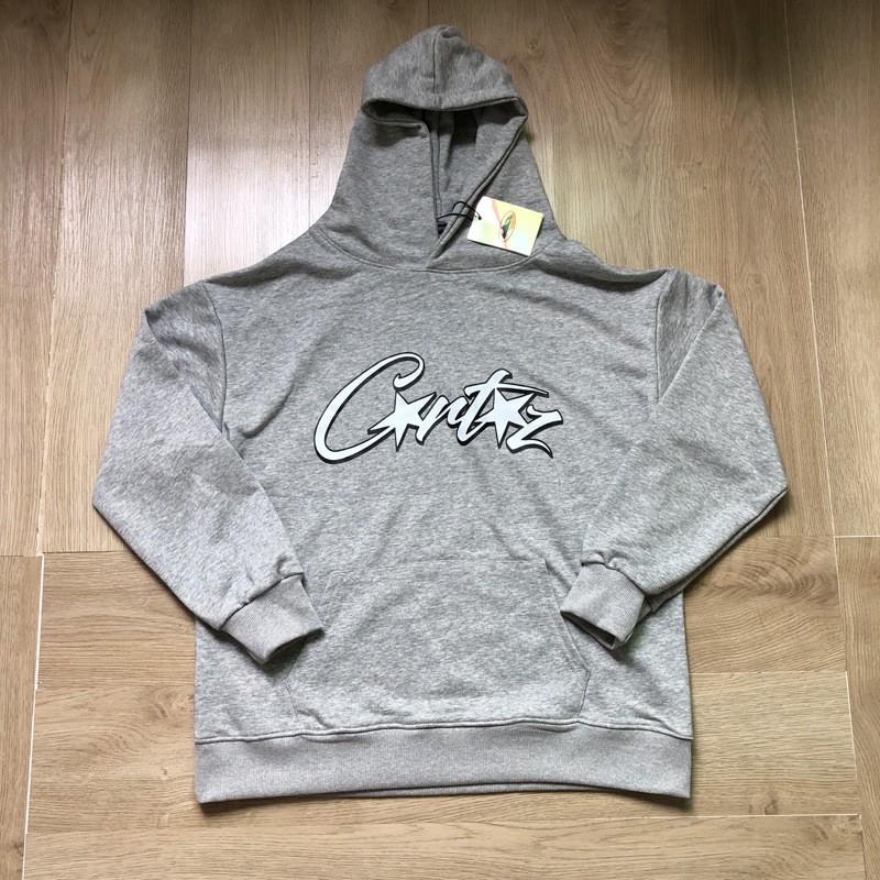 Mens Oversized Hooded Sweatshirt With Distressed Letter Print Cotton Blend Loose Fit Casual Streetwear