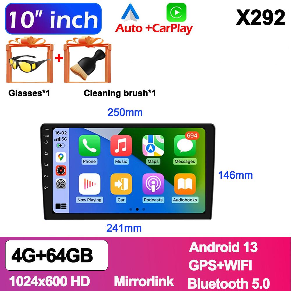 Android13 7 9 10 Inch Car Radio GPS 2 Din Radio Stereo Receiver Player 64G Multimedia Player Wireless CarPlay Android Auto Gift