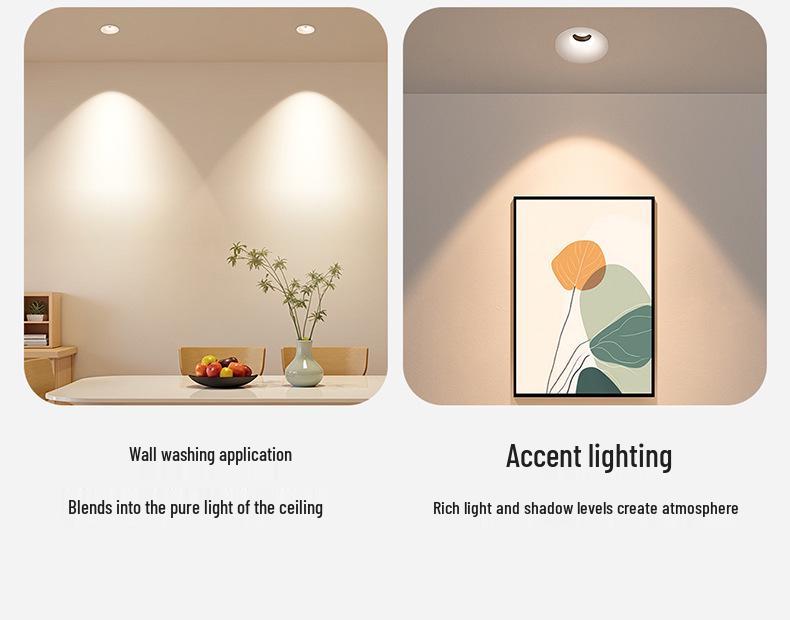 NVC Lighting Frameless LED Spotlight - Anti-Glare, Full Spectrum, Wall Washer, Recessed for Living Room
