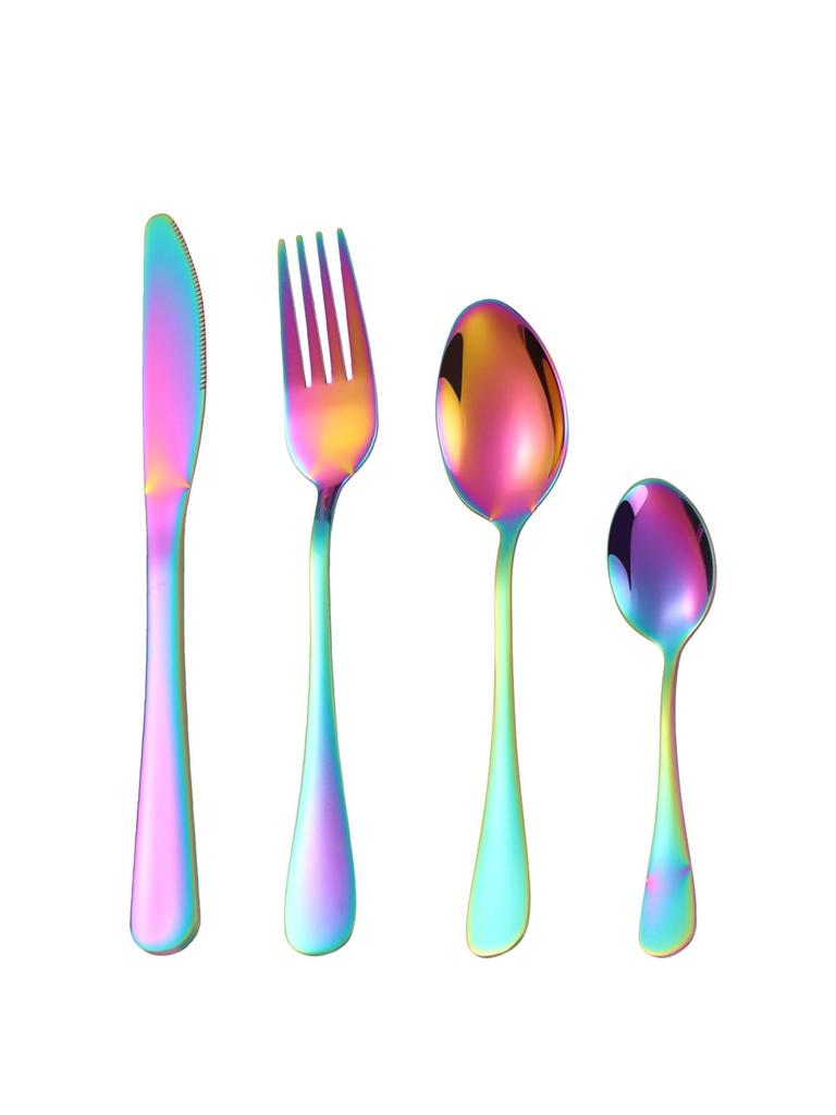 1010 Stainless Steel Western Cutlery Set: Thickened Knife, Fork, Spoon for Hotel & Home, Available In 4 or 24 Pieces