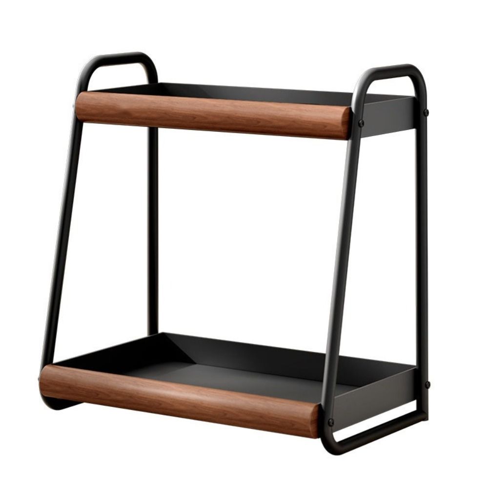 Double-Layer Seasoning Stand Solid Wood Kitchen Organizer Condiment Storage  Home Rack