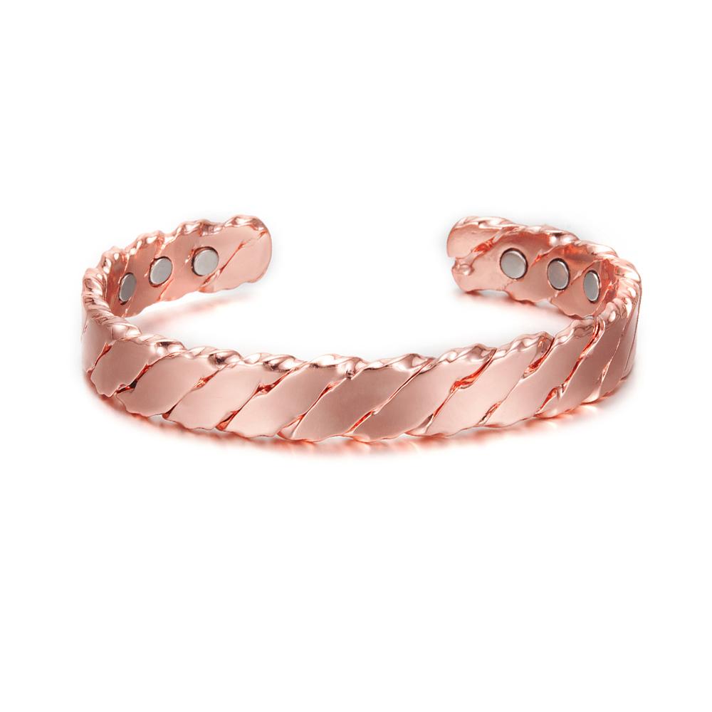 Vinterly Twisted Magnetic Bracelets Pure Copper Adjustable Cuff Vintage High Magnet Benefits Health Energy Jewelry for Women