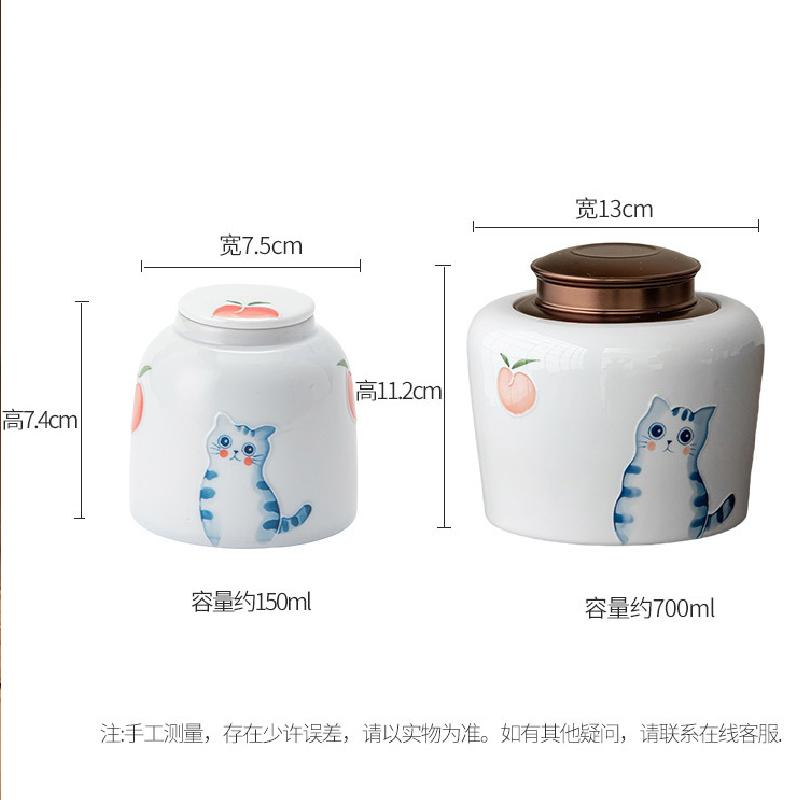 Keramická víčka na čajové plechovky Uzavřená nádoba Ručně malovaná Kočka Keramická Odolná proti vlhkosti Čajová stodola Čajové příslušenství Úložný prostor Květinová dóza Úložný box