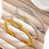 New Ins Style X Letter Open Personality Light Luxury Twist Diamond Stainless Steel Bangles