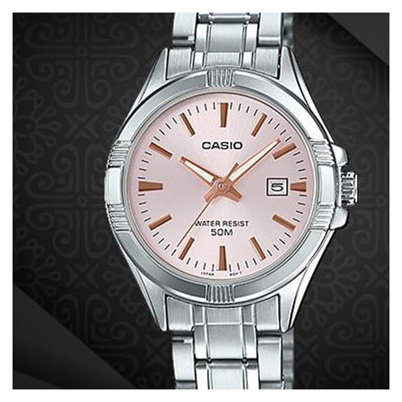 Casio STANDARD Series Fashionable Business Casual Pointer Display Tri-fold Buckle 50 Meters Waterproof Quartz Movement Stainless Steel LTP-1308D-4AV