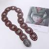 Vintage Cowboy Waistband Jeans Decor Oval PU Hollow Belt Cowgirl Buckle Belt  Dress Decoration