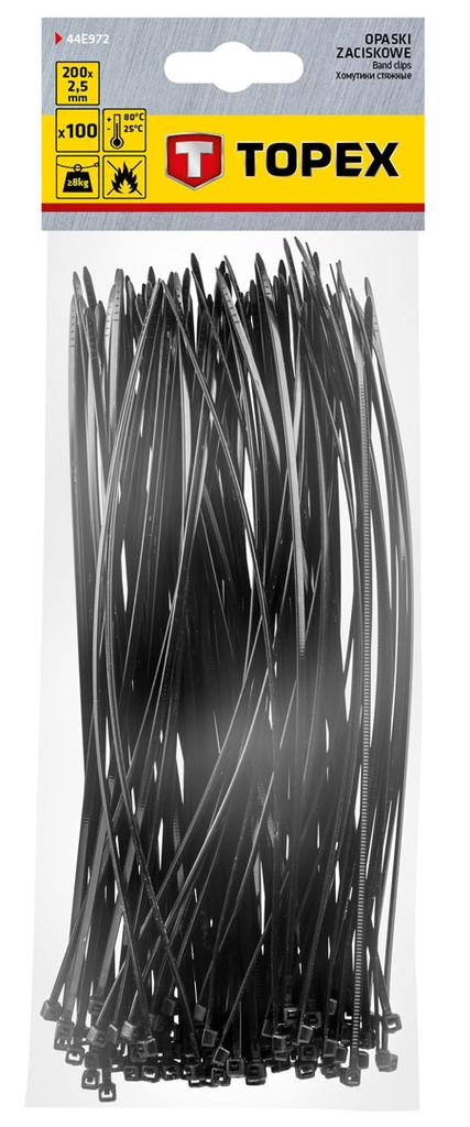 Cable Ties 2.5 X 200 Mm, 100 Pcs, Black