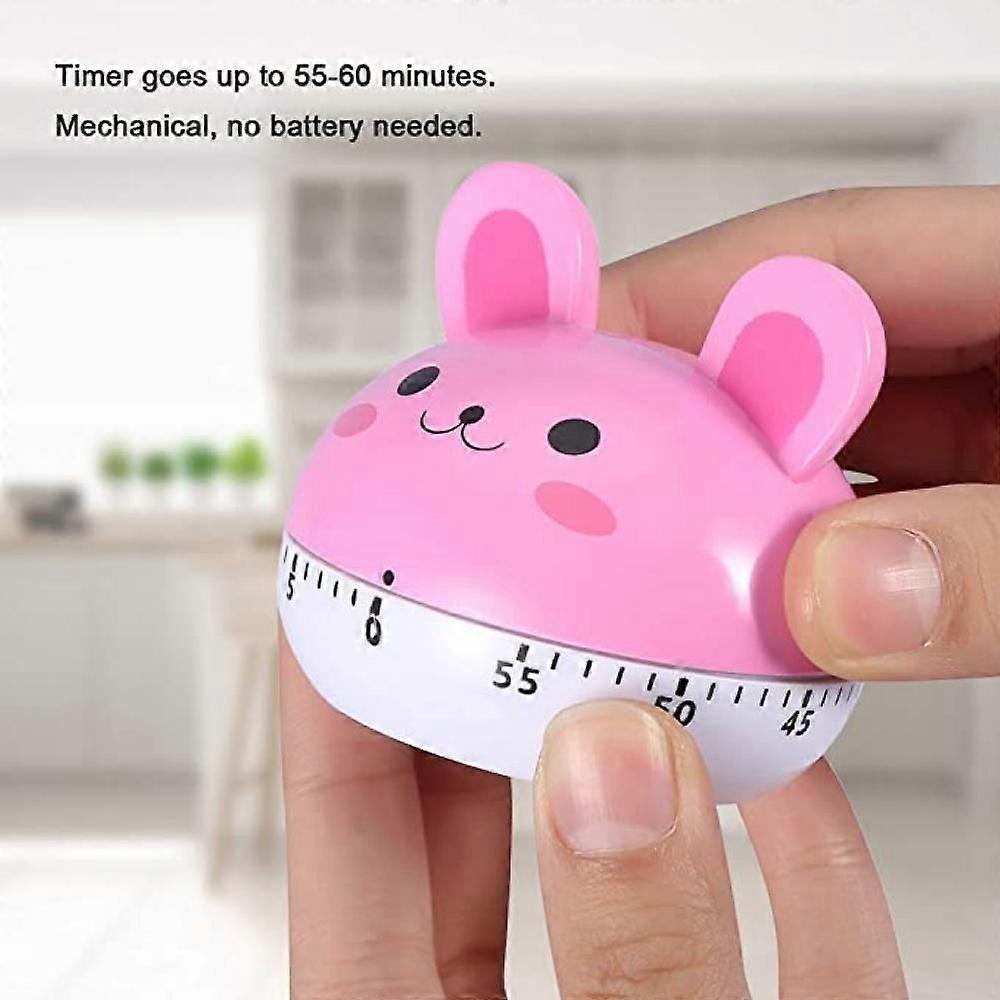 Animal Timer Mechanical Cooking Timer, Manual Animal Shape Counters, Cartoon Kitchen Timing Tool for Cooking Baking(Pink Bunny)