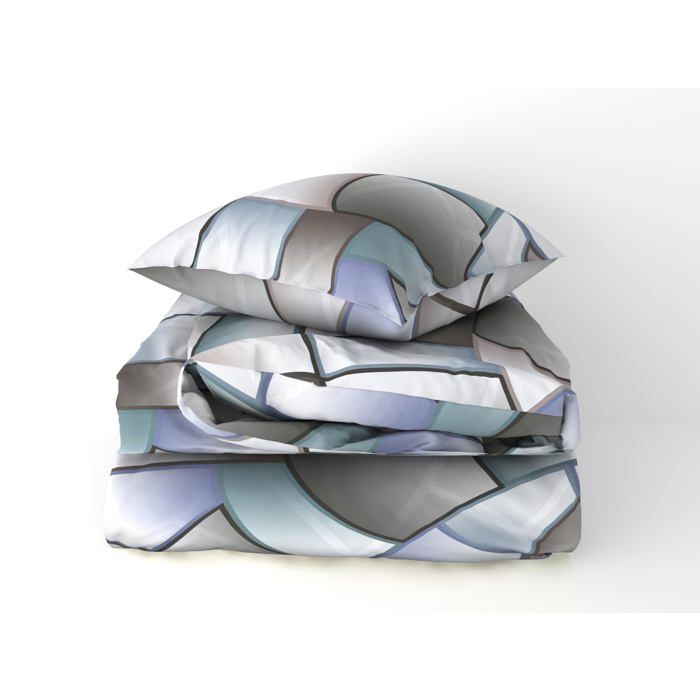 Cotton Duvet Cover - DONATELLA - Blue - Abstract - Machine Washable - 180 Thread Count - 150x220 Cm