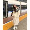 Long-sleeved Apricot Knitted Sweater Women's Casual Loose Trendy Autumn and Winter New Round Neck Warm Sweater