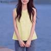 ZANZEA Women Print Casual Round Neck Loose Sleeveless Tank Tops