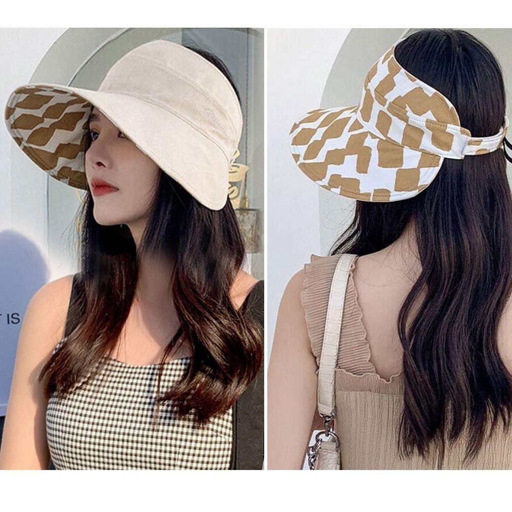 

Літня пляжна кепка з захистом від ультрафіолетового випромінювання, жіноча шапка від сонця, спортивні козирки, порожній циліндр бежевий