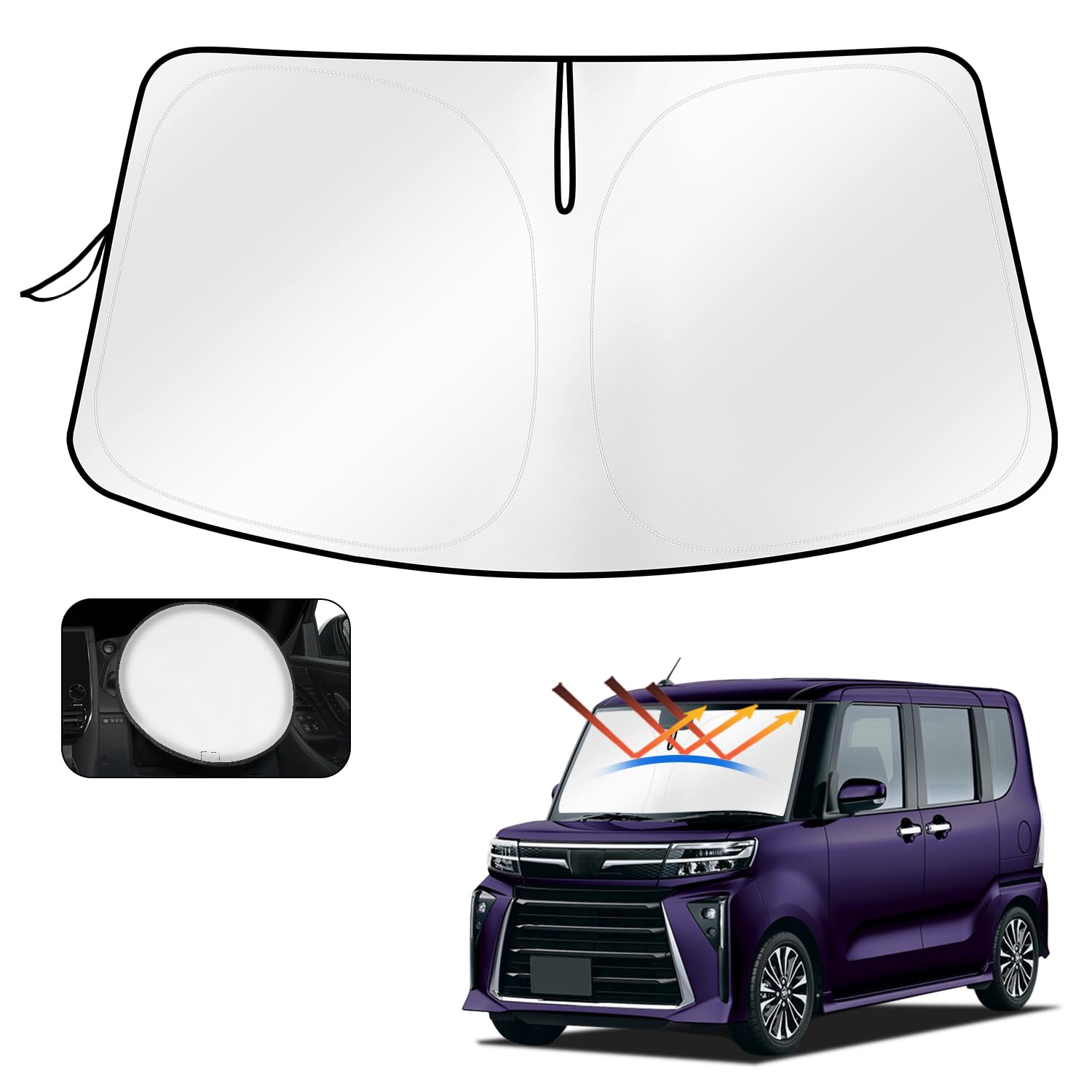 

Cartist Sunshade for Daihatsu Tanto LA650 Series Windshield Sunset Sunfia Sunline Shade 4th Generation 2019 Blackout UV Custom Interior Parts (LA650S,