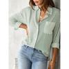 Cardigan a Righe Stampato, Camicia Moda Casual, Camicia da Donna a Righe Morbida, Camicia da Lavoro, Camicia Casual a Maniche Lunghe