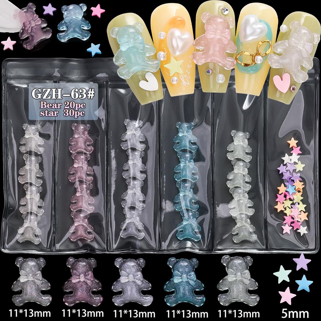 Pacchetto Materiali Gioielli per Nail Art Fiore Grande Fiore Piccolo Fiore Mini Fiore Orsetto Amore Decorazione Diamante per Unghie Super Versatile