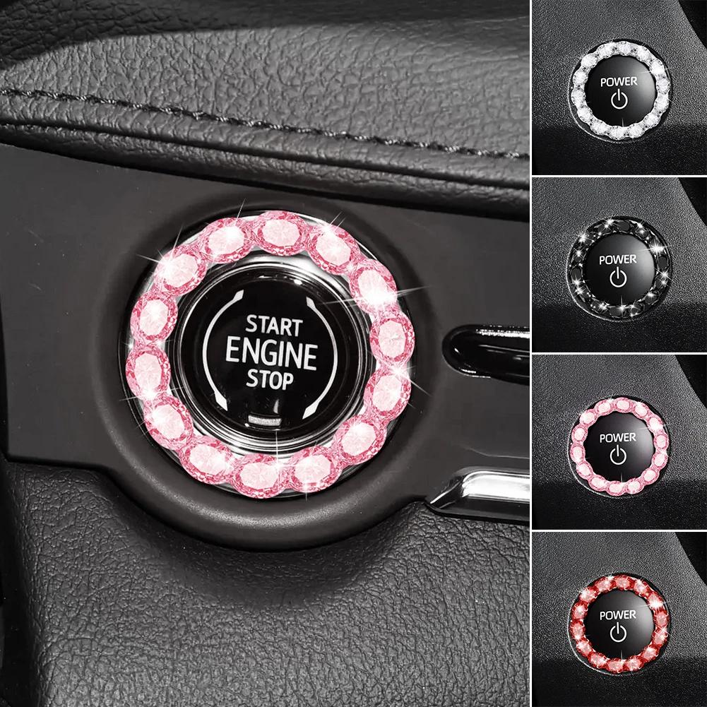 Rhinestone Car Engine Start Stop Decorative Ring Ignition Engine Button Diamonds Ring Stickers Ignition Ring Interior Decoration
