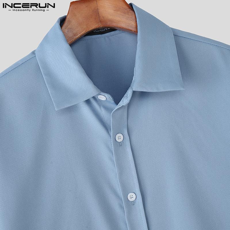 INCERUN Plus Size Men Lapel Long Sleeve Button Down Casual Loose Office Shirts