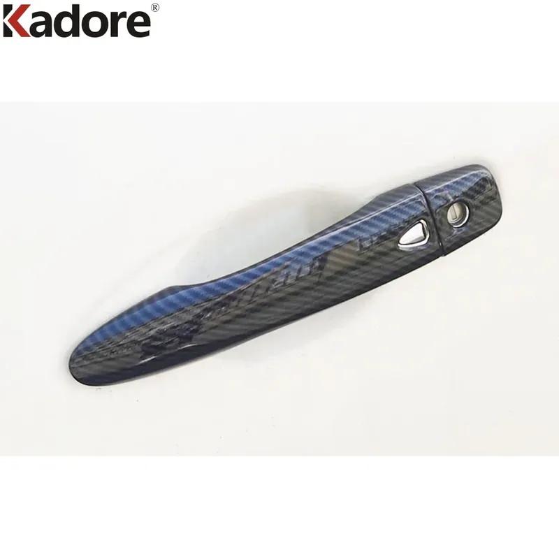 For Nissan Kicks 2017 2018 Carbon Fiber Car Door Handle Cover Trim Side Handles Catch Cap Frame Overlay Accessories