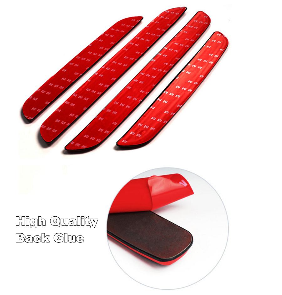 4PCS Universal Carbon Fiber Color  Rubber Car Door Scuff Sill Cover Panel Step Protector Bumper Corner Protector