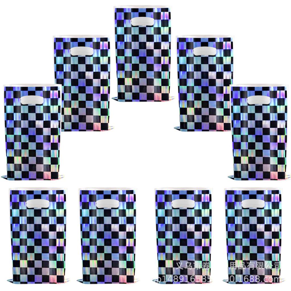 Chessboard Laser Rainbow Theme Party Supplies Gift Bag Aluminum Film Birthday Decoration Gift Bag Candy Tote Bag